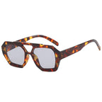 Gafas Sol Retro Doble Puente Montura Grande | Leopardo Té Degradado Moda Casual