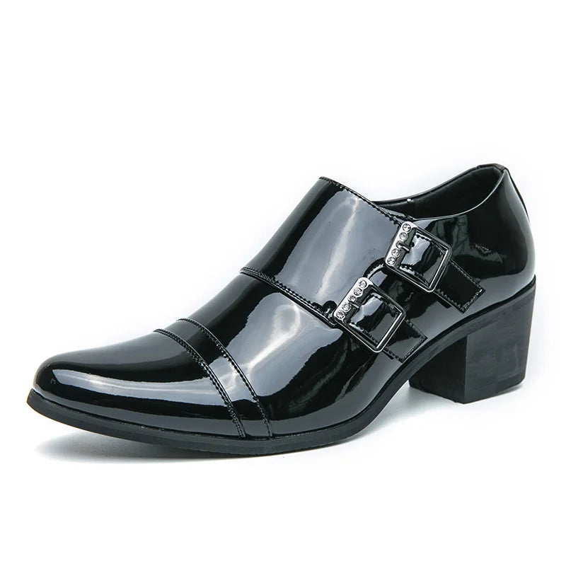 Zapatos Vestir Hombre Ticotrendy Piel Dividida Retro Punta Puntiaguda Boda | Con Hebilla