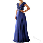 Vestido elegante de gasa con lentejuelas para mujer, cuello en V, dobladillo plisado, lentejuelas femeninas, vestido largo de cóctel para graduación, vestido de noche de boda