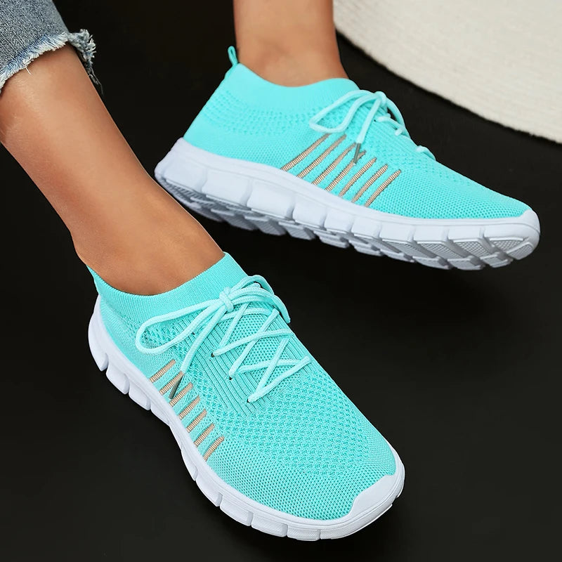 Zapatillas de Punto Transpirables | Plataforma | Suela Blanda | Talla Grande | Verano