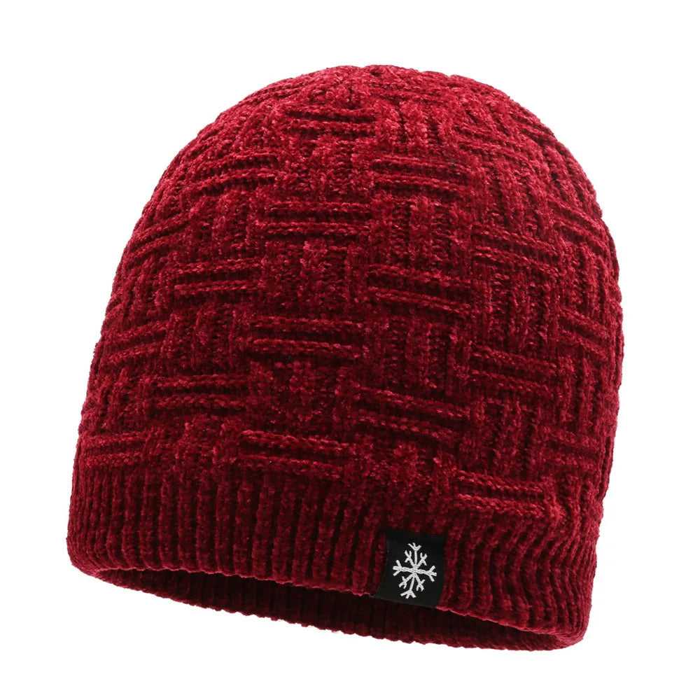 Gorro Tejido Lana Chenilla Terciopelo Grueso Térmico | Invierno Ajustable Unisex