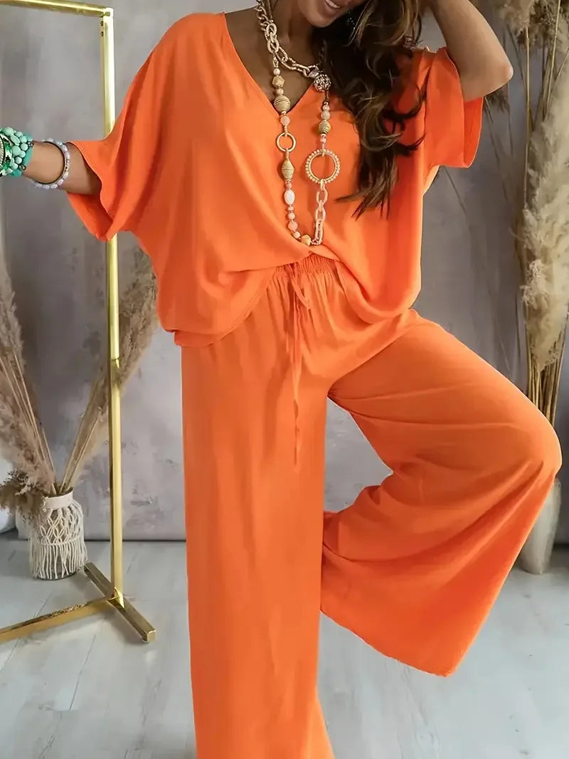 Ticotrendy: Conjunto Elegante de Pantalón y Top Sin Mangas | Color Sólido Verano 2025