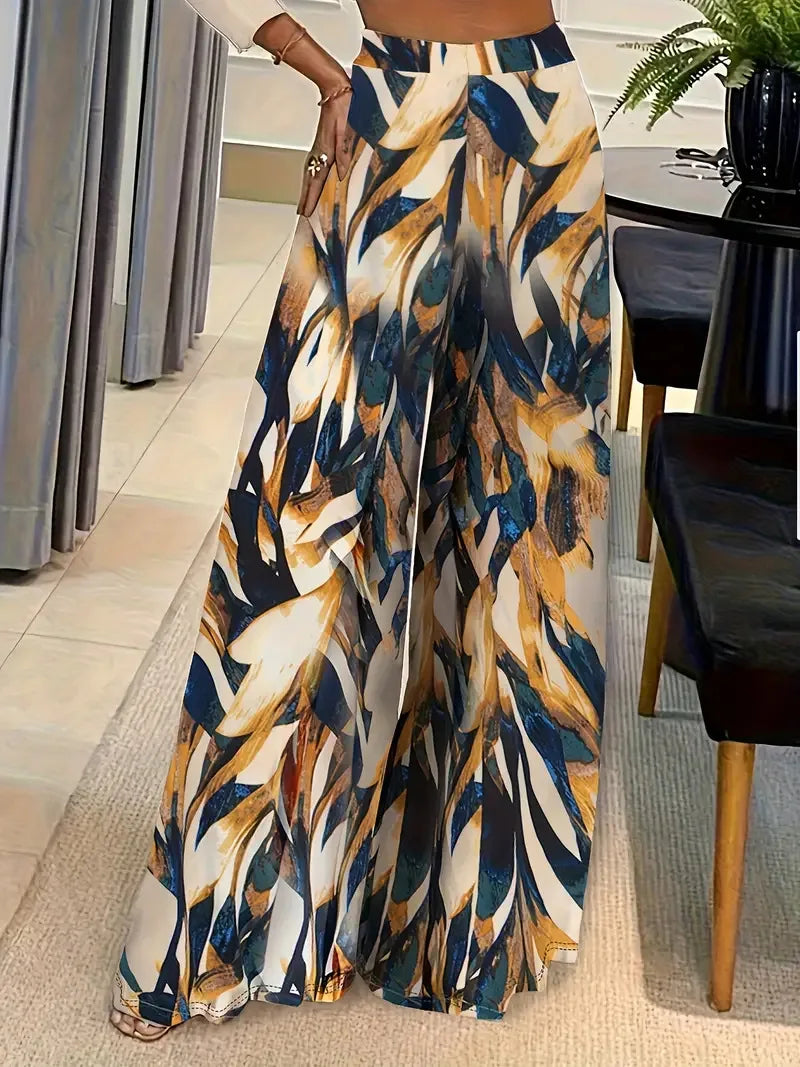 Pantalón Coreano QX | Cintura Alta y Pierna Ancha - Estampado Mediano | Moda Coreana con Cintura Alta