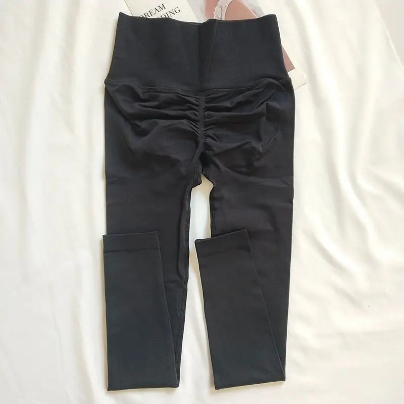 VEQKING, pantalones de Yoga de cintura alta para mujer, mallas deportivas sin costuras para realzar la cadera, mallas elásticas sólidas de realce para gimnasio, pantalones de entrenamiento para Fitness