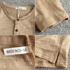Camiseta básica hombre en TicoTrendy color beige | Algodón 100% | Cuello con botones | Estilo retro | Manga corta.