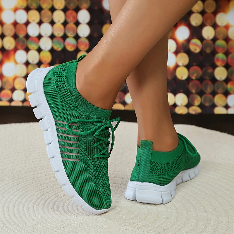Zapatillas de Punto Transpirables | Plataforma | Suela Blanda | Talla Grande | Verano