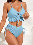 Bikini con Cordón y Volantes - Traje de Baño Sexy para el Verano Tico