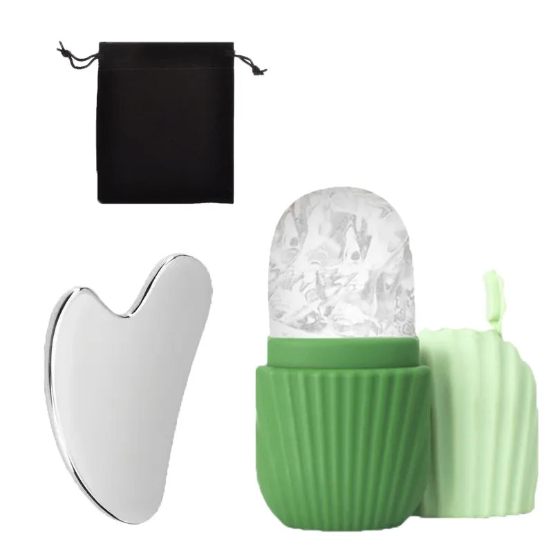 Rodillo Facial de hielo de acero inoxidable, juego de tablero Gua Sha, masajeador Facial, rodillo de masaje Facial, herramientas de belleza para el cuidado de la piel, 1/3 Uds.