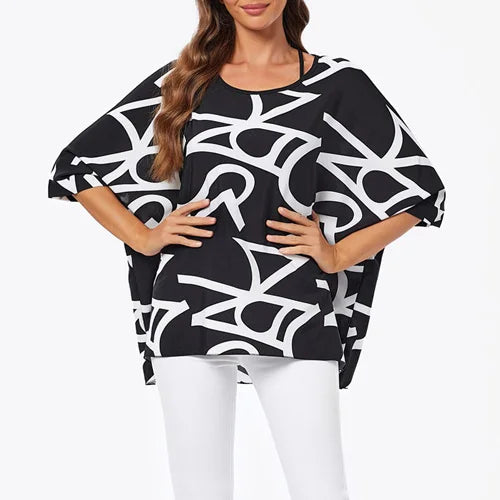 BHFlutter-camisa de talla grande para mujer, Top bohemio estampado, camiseta informal de gasa, 4XL, 5XL, 6XL, 2023
