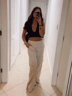 Top corto con espalda descubierta para mujer, Top Sexy liso con cuello Halter, ropa Y2K Grunge de estilo callejero, Top sin mangas para discoteca, ropa de calle 2024