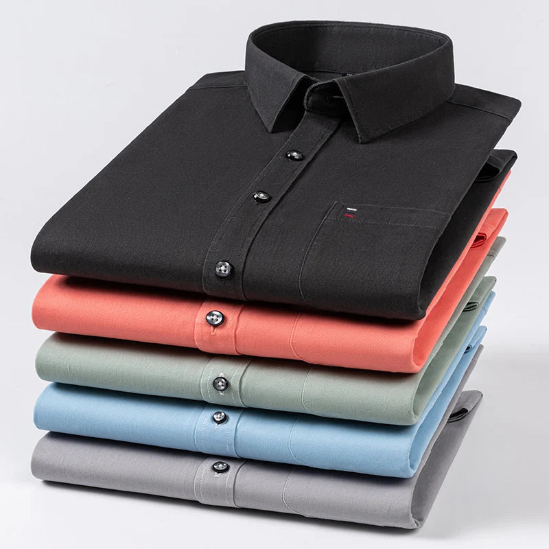 Camisa Algodón Manga Larga | Bolsillo | Negro Clásico | Ajuste Regular Hombre | Ticotrendy