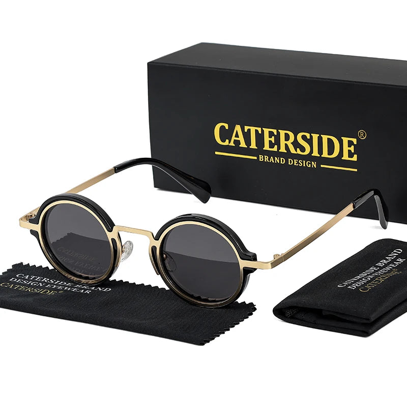 Gafas de Sol Polarizadas CATERSIDE | Redondas Retro | Marco Metal Punk