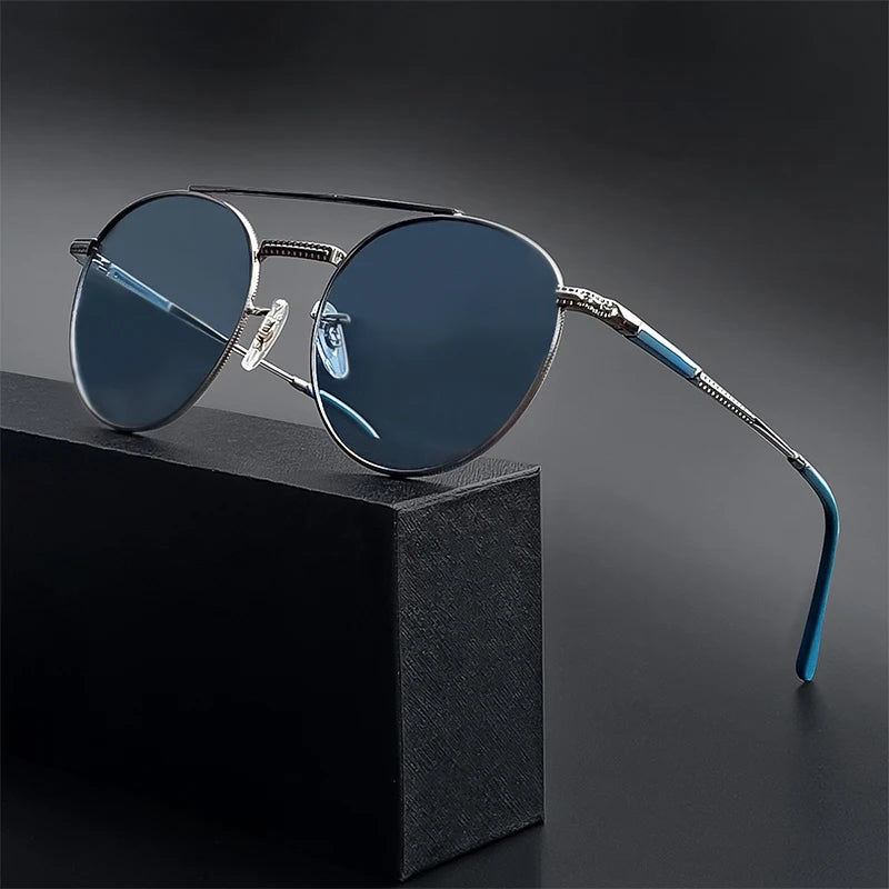 Gafas De Sol Circulares Hombre | Polarizadas UV400 Montura Metal Retro | Casual Clásico