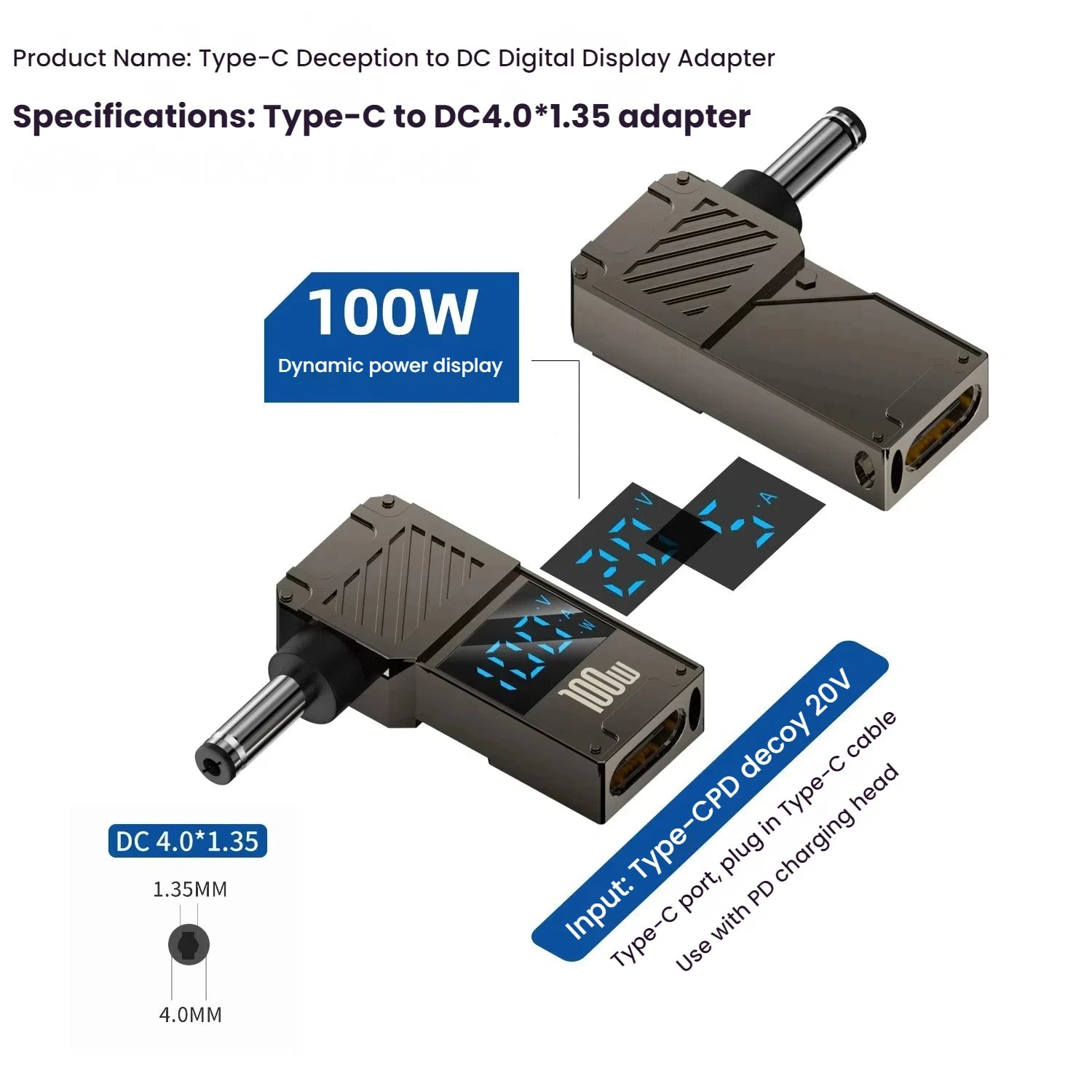 Adaptador Tipo C A DC | Cargador Laptop 100W | Convertidor Power Delivery | Ticotrendy