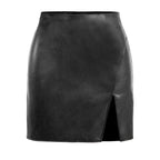 Falda Corta de Cuero | Cremallera y Talle Alto | Sexy Casual