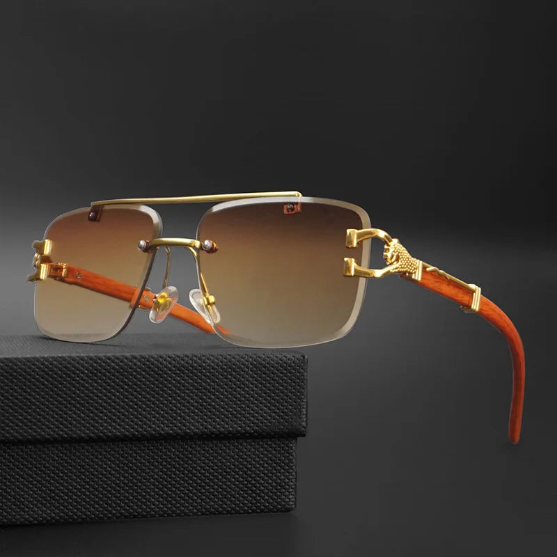 Gafas de Sol Retro | Montura Cuadrada y Parte Superior Plana | Doble Puente