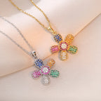 Collar Girasol Circón ∣ Acero Inoxidable Colorido ∣ Lujo Cool Hip Hop ∣ Ticotrendy