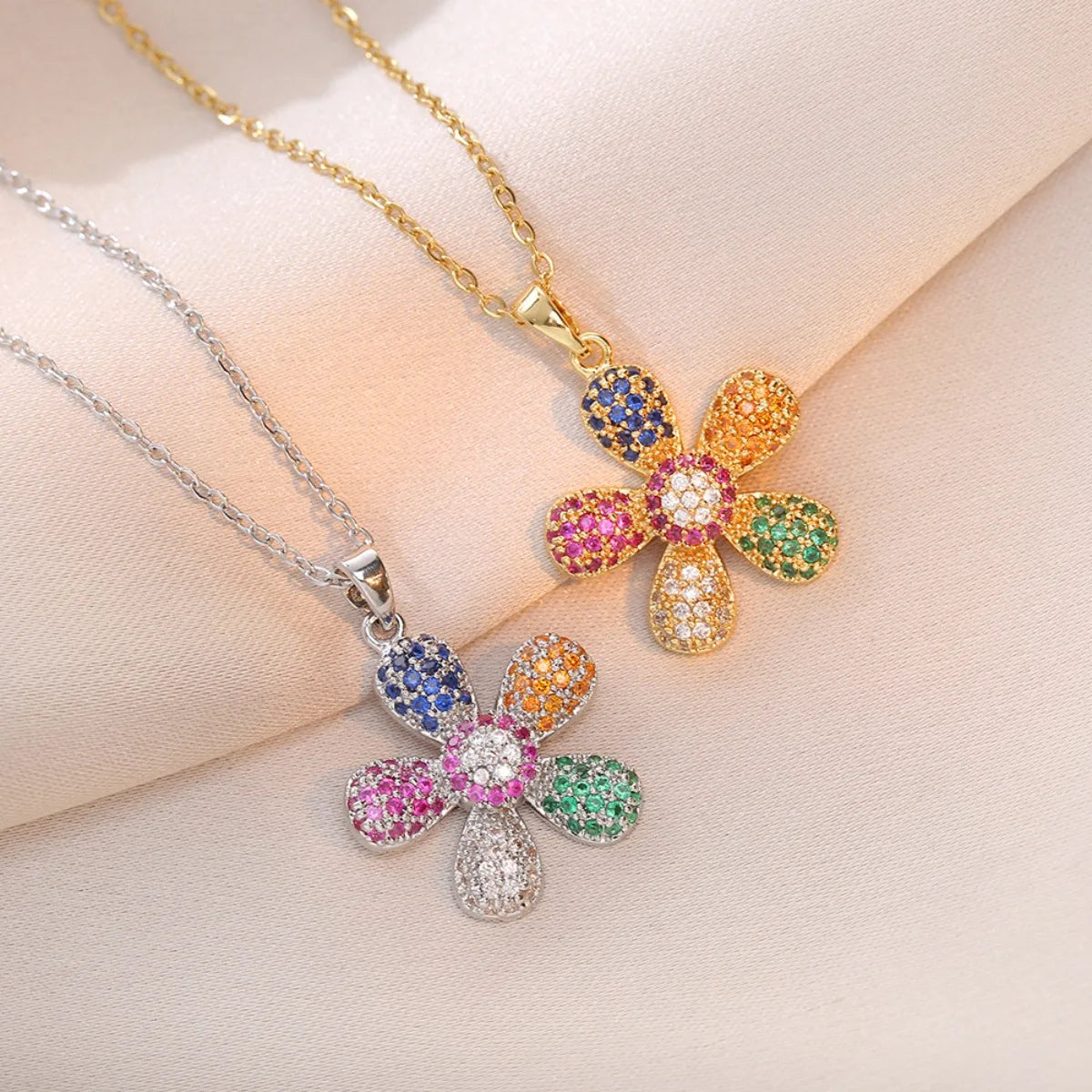 Collar Girasol Circón ∣ Acero Inoxidable Colorido ∣ Lujo Cool Hip Hop ∣ Ticotrendy