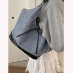 Bolso de hombro Simple de gran capacidad para mujer, bolsos de mano femeninos de color de contraste, bolsos de axilas casuales, bolsos de mano de moda para damas