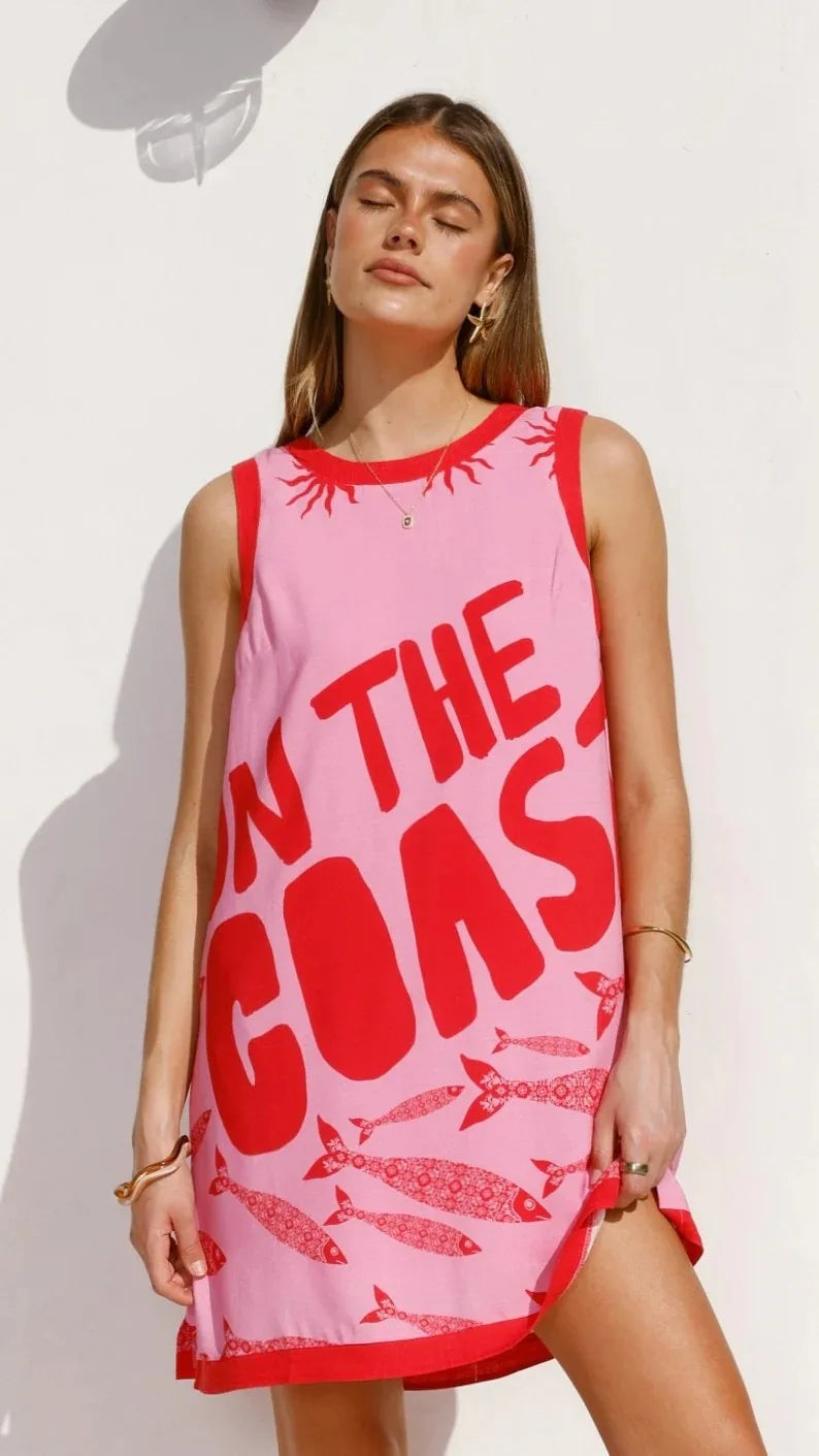 Minivestido Estampado Bohemio para Playa