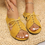 Sandalias Planas para Mujer | Cordones Cruzados | Punta Abierta | Estilo Gladiador
