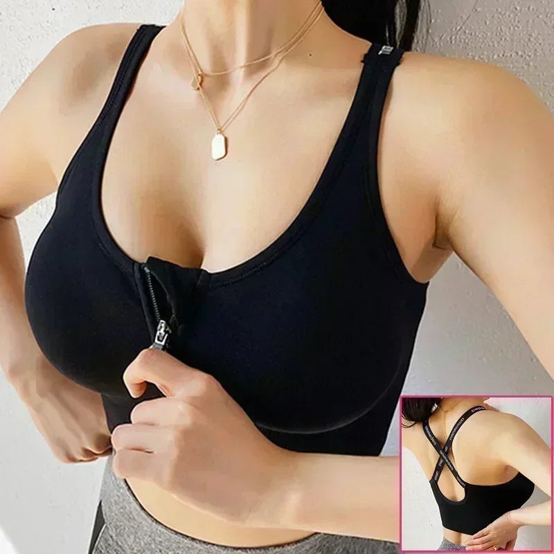 Top Sujetador Deportivo para Mujer | Cremallera Frontal y Realce | Top de Yoga y Fitness