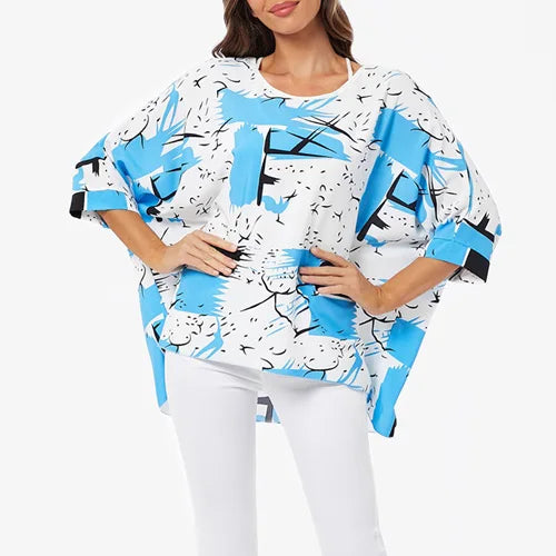 BHFlutter-camisa de talla grande para mujer, Top bohemio estampado, camiseta informal de gasa, 4XL, 5XL, 6XL, 2023
