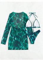 Conjunto de Tres Piezas - Bikini y Cover Up para la Arena