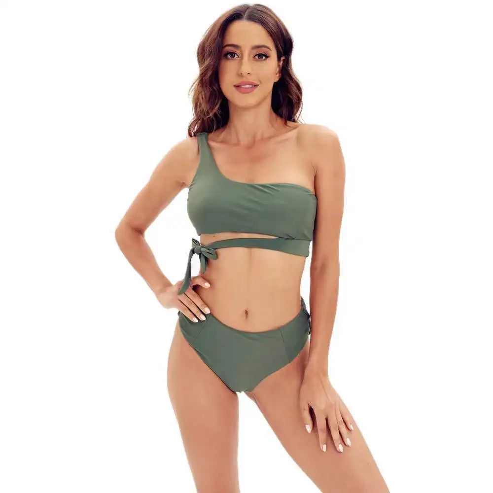 Bikini de Una Correa para Hombro - Traje de Baño Dividido