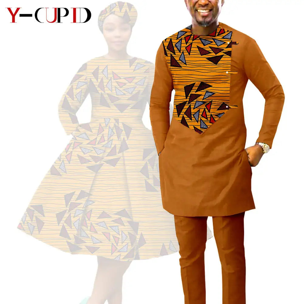 Vestido Dashiki Manga Larga Africano Pareja | Top y Pantalón | Tallas XS-6XL | Tico Trendy