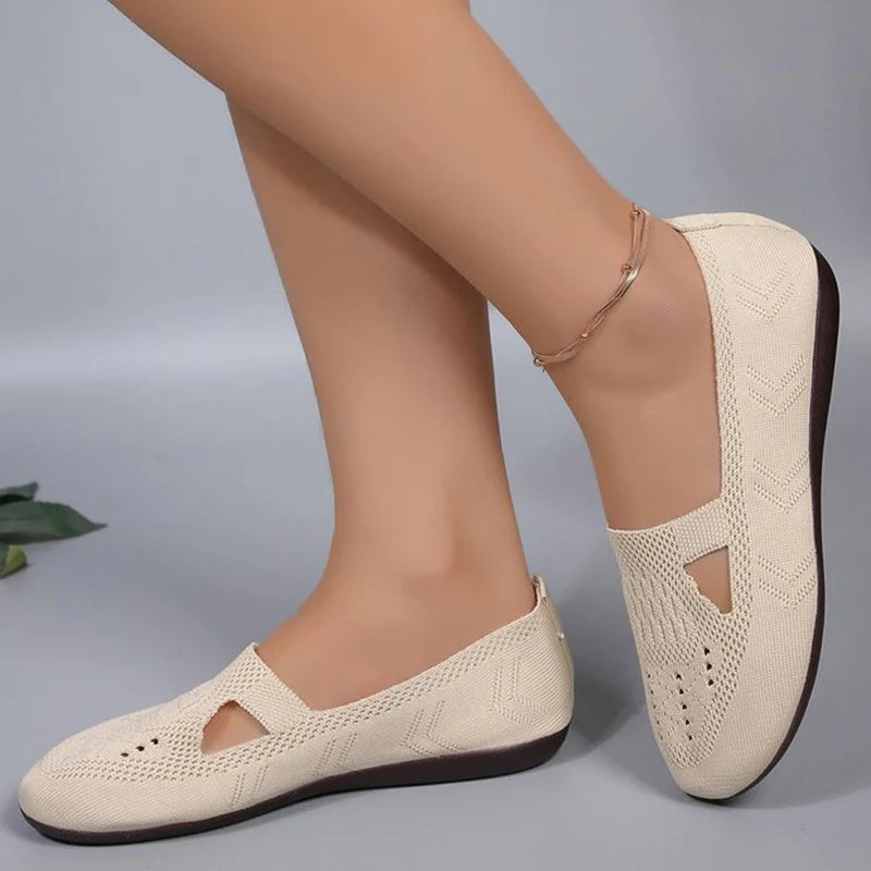 Zapatos Planos De Malla Transpirable Para Mujer | Tela Hueca Fondo Suave