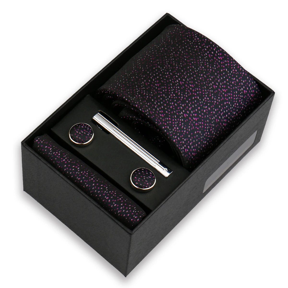 Conjunto De Lujo Corbata Pañuelo Clip Gemelos Accesorio Para Hombres