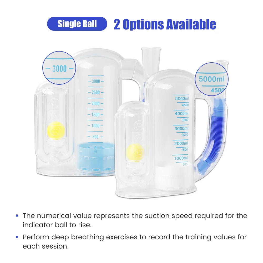 Entrenador De Respiración 3 Bolas | Ejercitador Función Pulmonar Capacidad Vital | Rehabilitación Y Canto