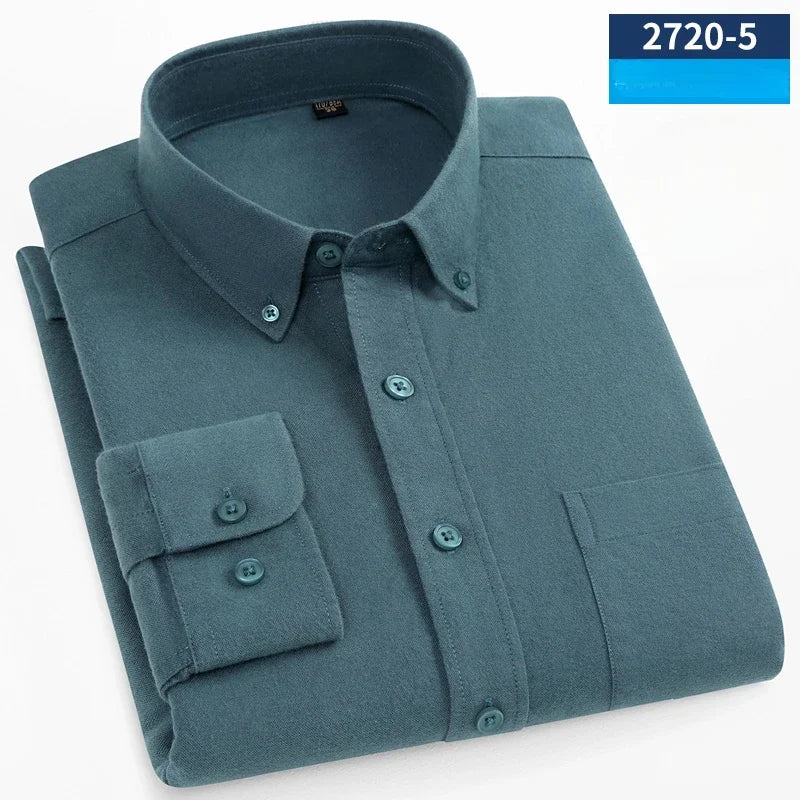 Camisa Oxford Cepillado | Algodón 100% | Ajuste Formal | Blanca Sólida | Ticotrendy