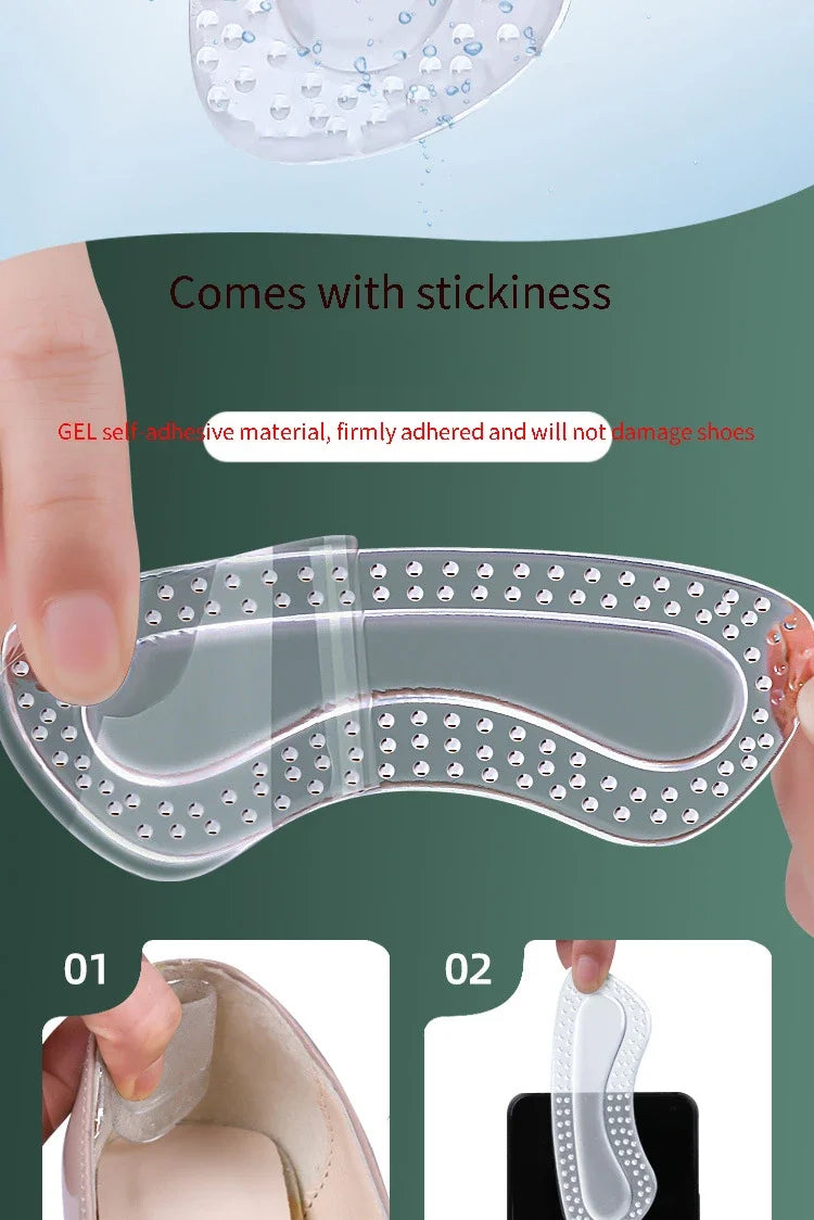 Protectores de talón de GEL para mujer, cojín de silicona, productos para el cuidado de los pies, almohadillas antideslizantes para tacones altos, plantillas de tamaño ajustable, 1 par