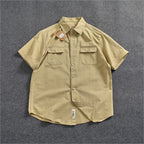 Camisa Informal Hombre | Algodón Retro | Bolsillo Tubo | Manga Corta | Ticotrendy