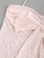 Top Halter de encaje con lazo para mujer, Top Sexy con estampado Floral y hombros descubiertos, Top corto con cuello en V y espalda descubierta, ropa Y2K