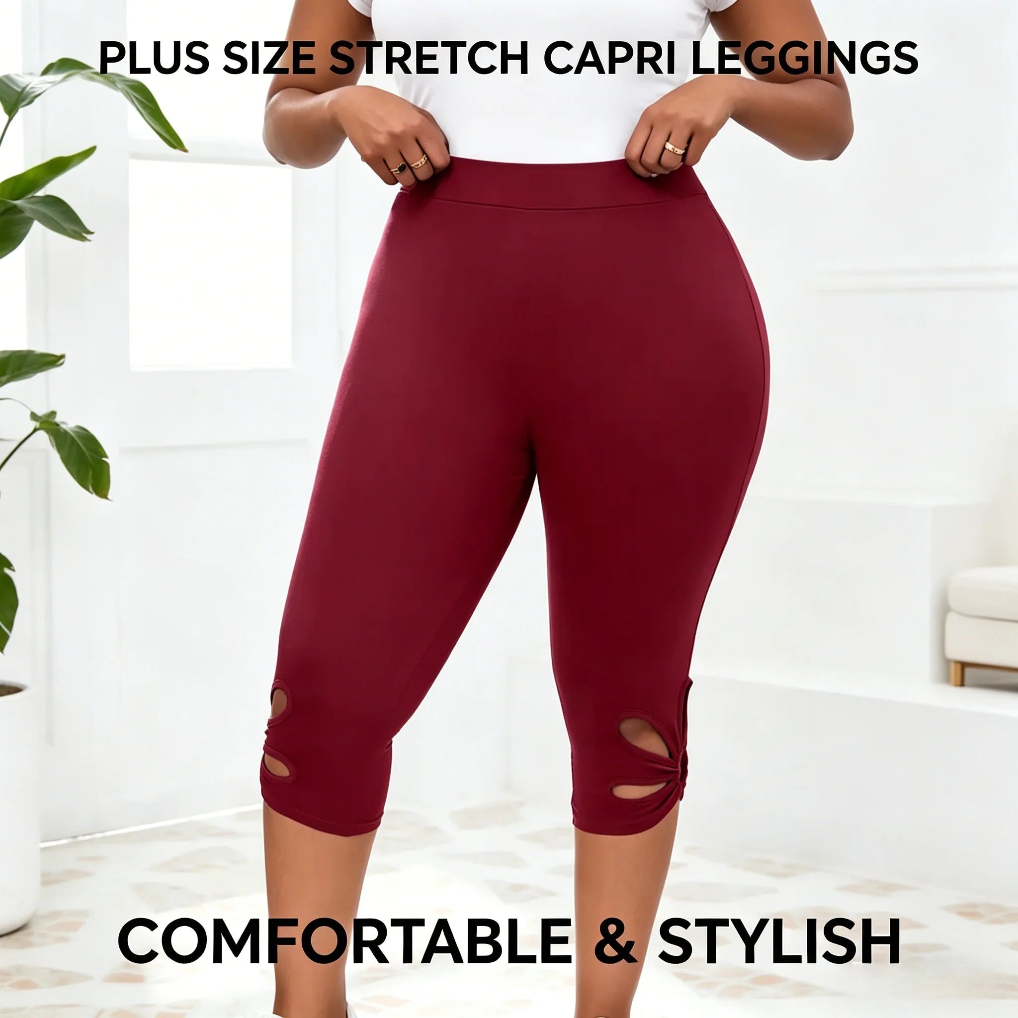 Leggings Elásticos Talla Grande | Pantalones Capri Sin Costuras | Cintura Elástica para Verano | Tico Trendy