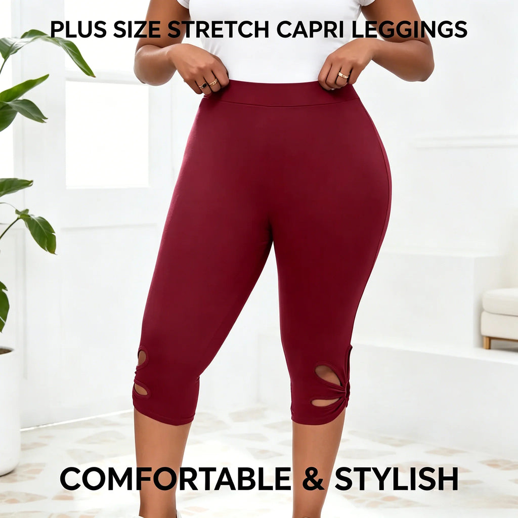 Leggings elásticos de talla grande para mujer, pantalones capri informales sin costuras con cintura elástica para verano, leggings esenciales de longitud corta para mujer