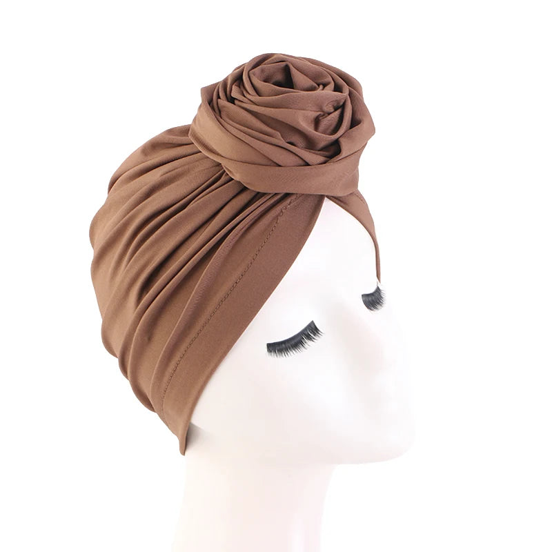 Turbante de flores grandes para Mujer, gorro Hijab musulmán, Bandana para quimio, sombrero africano, tocado para fiesta de boda, Turbante