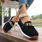 Mocasines con Plataforma y Cadena Metálica | Cuero PU | Suela Blanda Antideslizante