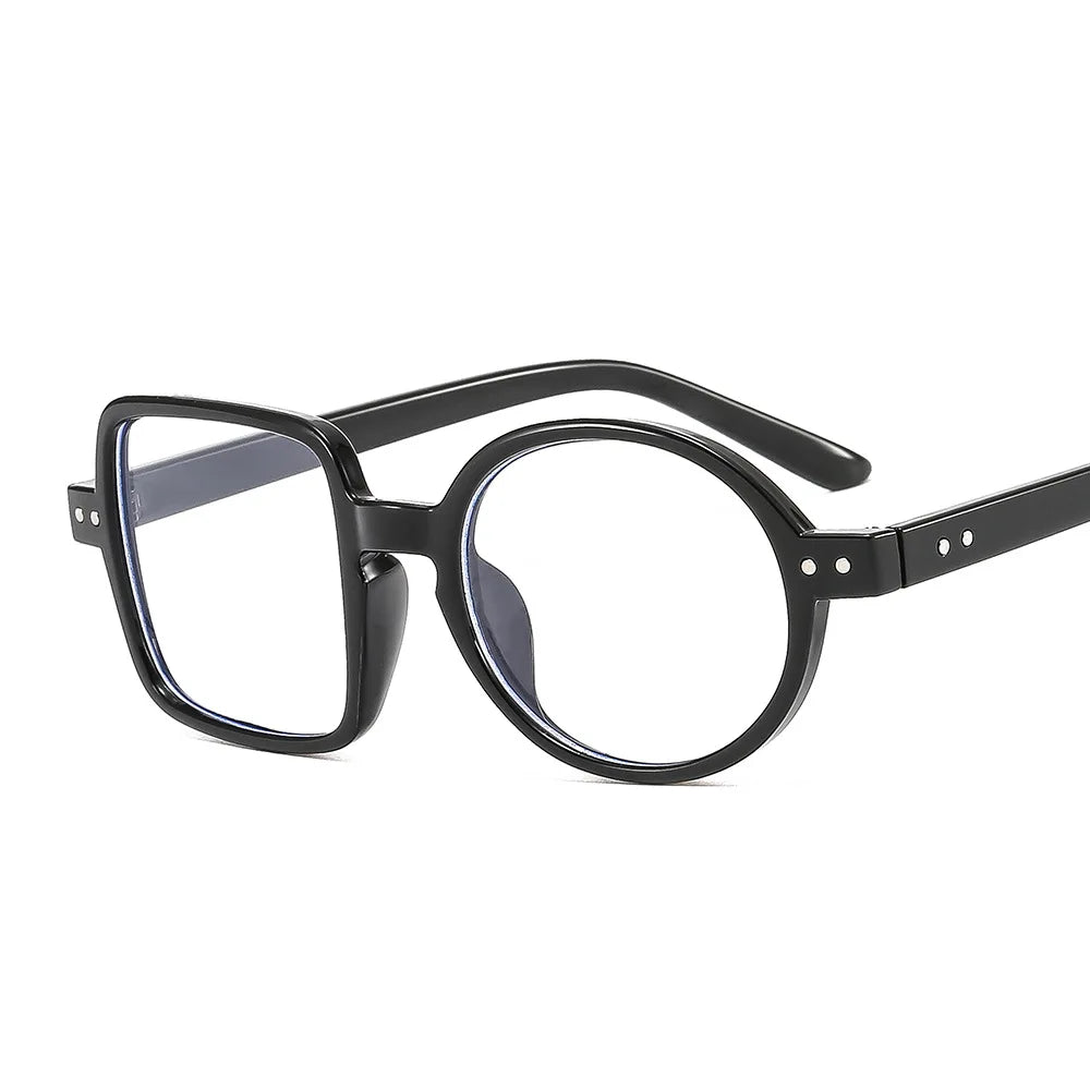 Montura Gafas Asimétricas Retro Redondas Cuadradas | Lentes Transparentes Unisex Ópticas