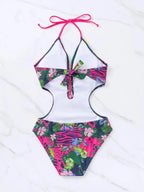 Traje de Baño 1 Pieza Floral - Bikini de Playa con Encaje Frontal y Sexy