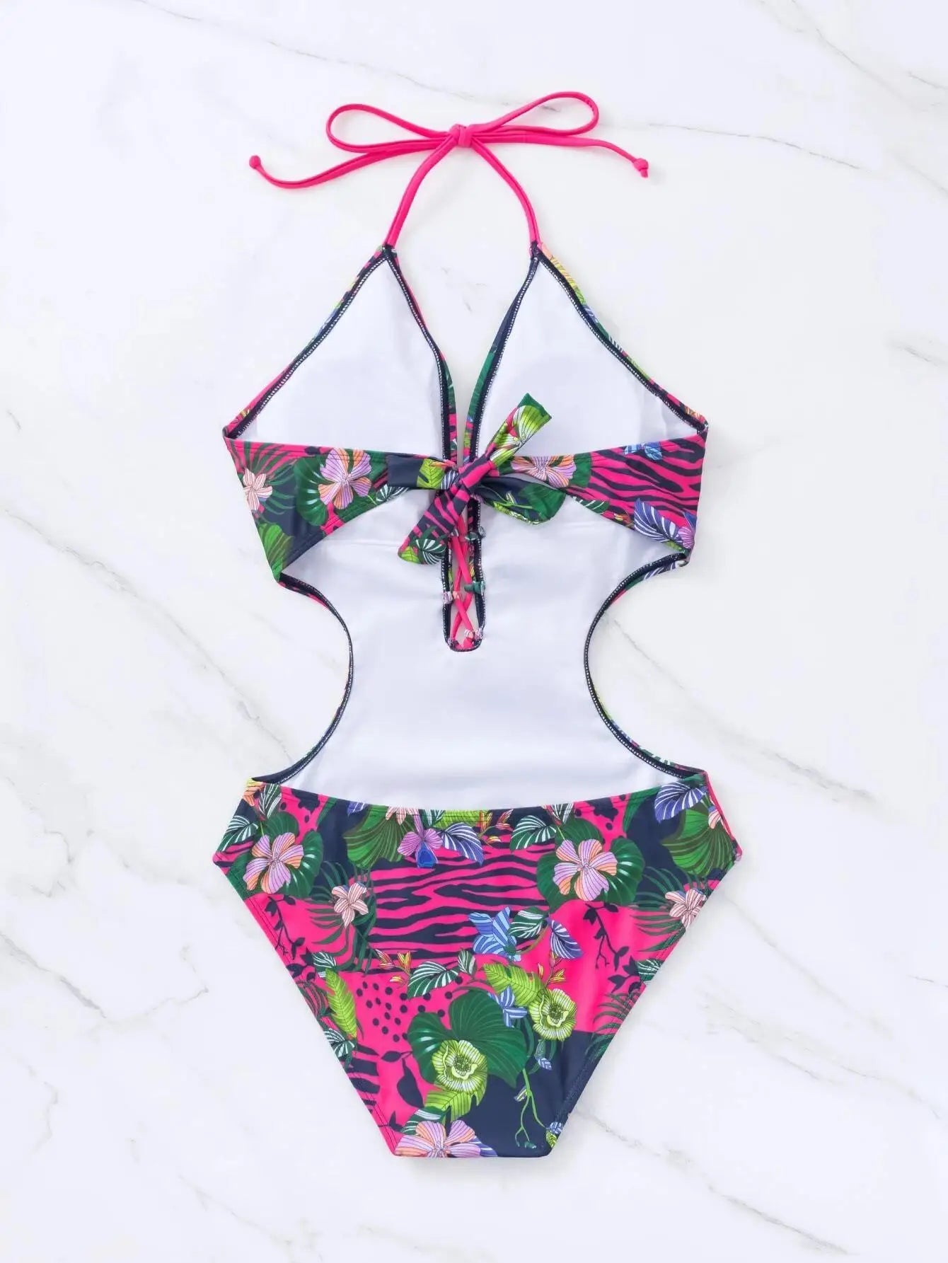 Traje de Baño 1 Pieza Floral - Bikini de Playa con Encaje Frontal y Sexy