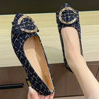 Zapatos Planos de Retales con Hebilla | Estilo Coreano | Punta Estrecha | Primavera y Otoño