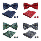 Conjunto Pajarita Pañuelo Gemelos Estilo Novedad Elegancia Pura Vida
