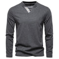Camiseta Henley 100% Algodón Hombre | Manga Larga Informal Otoño | Tallas S-XXL | Tico Trendy