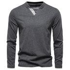 Camiseta Henley 100% Algodón Hombre | Manga Larga Informal Otoño | Tallas S-XXL | Tico Trendy