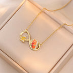 Cadena de acero inoxidable, collares creativos con símbolo infinito para mujeres y niñas, gargantilla de mariposa esmaltada bonita, accesorios de joyería