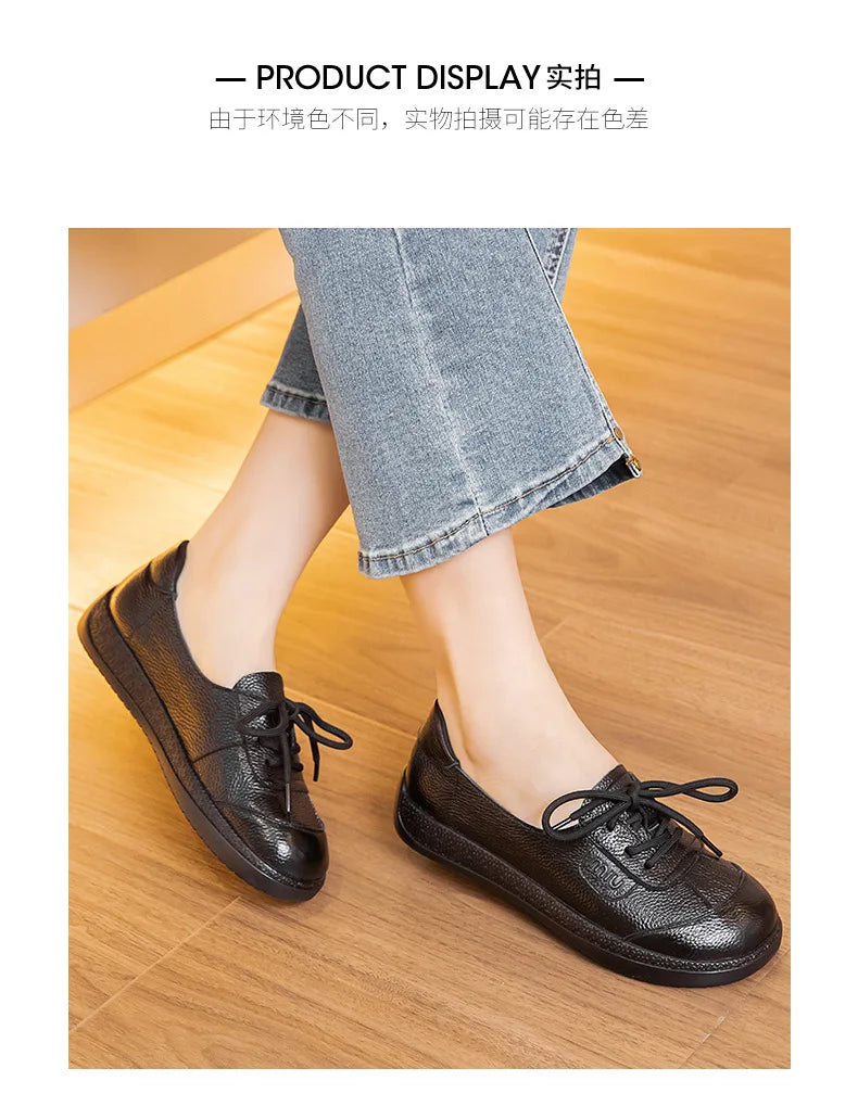Mocasines Étnicos de Cuero Genuino | Talla Grande | Sin Cordones | Estilo Retro 2025